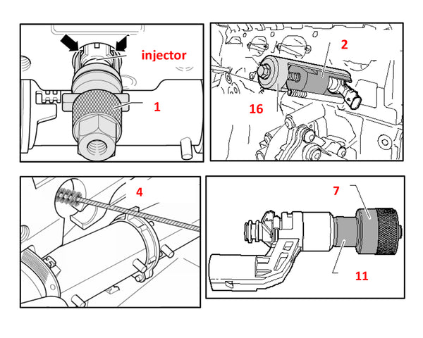 Fuel Injector Puller Removal Set Injector Seal Installer Service Tool Kit  Compatible with Audi VW 1.4 1.6 1.8 2.0 2.7 3.0 3.2 3.6 V6 4.2 V8 FSI TSI